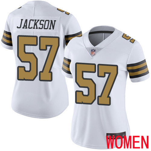 New Orleans Saints Limited White Women Rickey Jackson Jersey NFL Football #57 Rush Vapor Untouchable Jersey